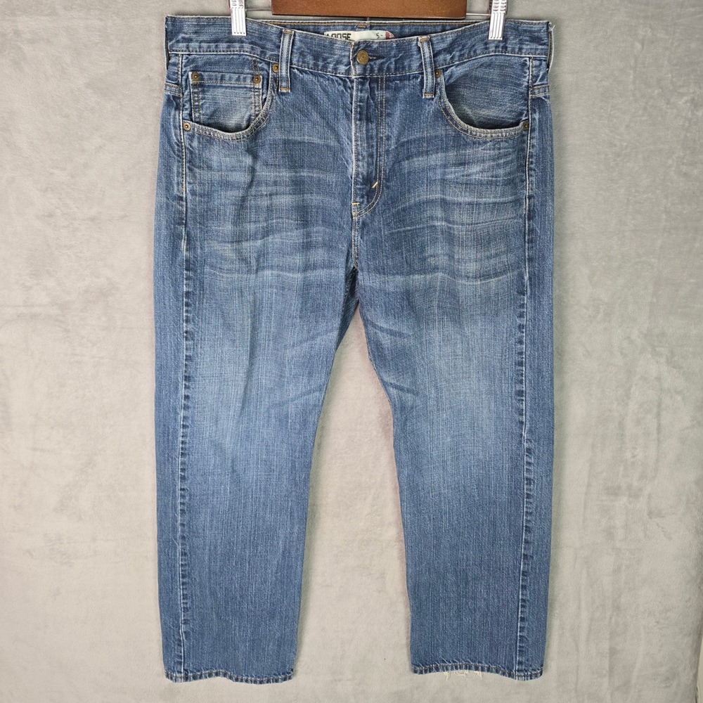 Y2K Levis 569 Loose Straight Jeans Mens 34x30 Blue Medium Wash Denim 100% Cotton